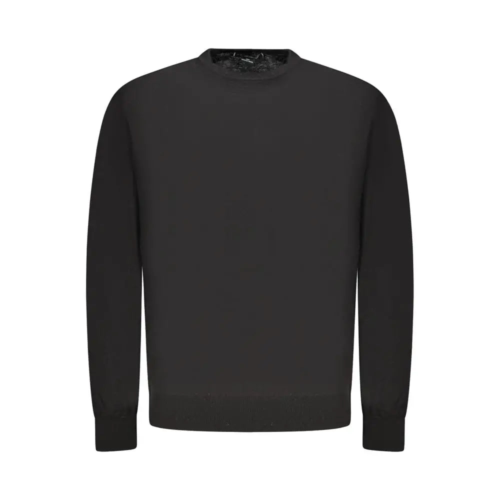 Sweatshirt crewneck noir guess jeans en laine pour homme avec poignets et ourlet côtelés
