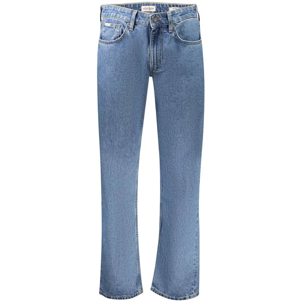 Jeans homme guess blu cotton en denim clair avec coupe droite et design classique cinq poches