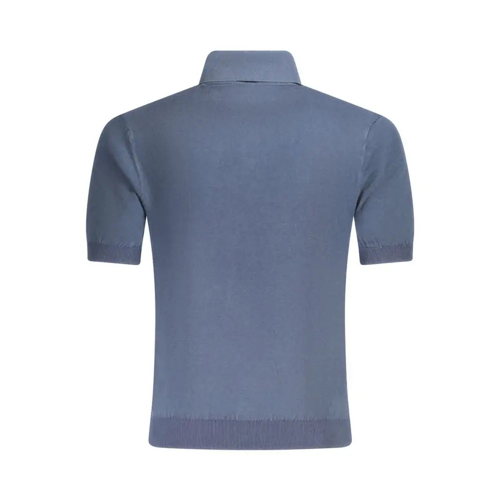 Guess jeans blu cotton polo homme bleu solide manches courtes col et bas côtelés en coton