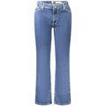 Jeans pour femmes guess en coton bleu denim lavage moyen coupe droite évasée avec design classique cinq poches