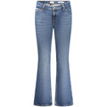 Jean flare en denim bleu moyen guess jeans blu cotton femme avec cinq poches et légère décoloration pour look usé