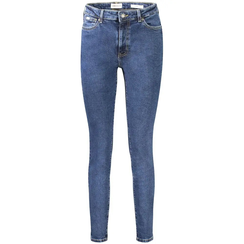 Jeans skinny bleu denim taille haute en coton guess jeans blu cotton femme avec design classique cinq poches et légère décoloration