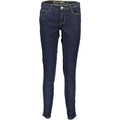 Jean slim bleu foncé en coton recyclé avec surpiqûres dorées guess jeans blu recycled cotton donna jeans