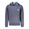 Sweat à capuche guess jeans bleu coton homme gris chiné avec doublure capuche rayée et logo brodé petit sur la poitrine