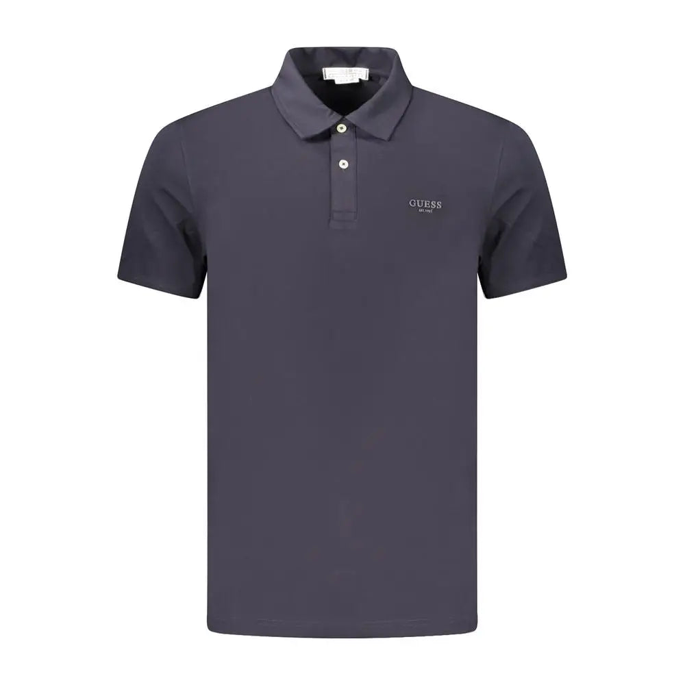 Polo homme guess jeans gris foncé en coton avec logo brodé subtil sur la poitrine