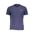 T-shirt guess jeans bleu marine pour homme en coton bio avec poche poitrine et logo blanc