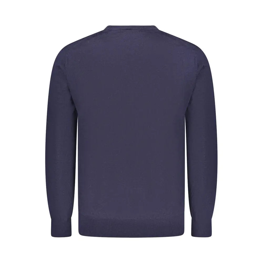 Pull homme guess jeans bleu en laine à col rond et manches longues couleur bleu marine