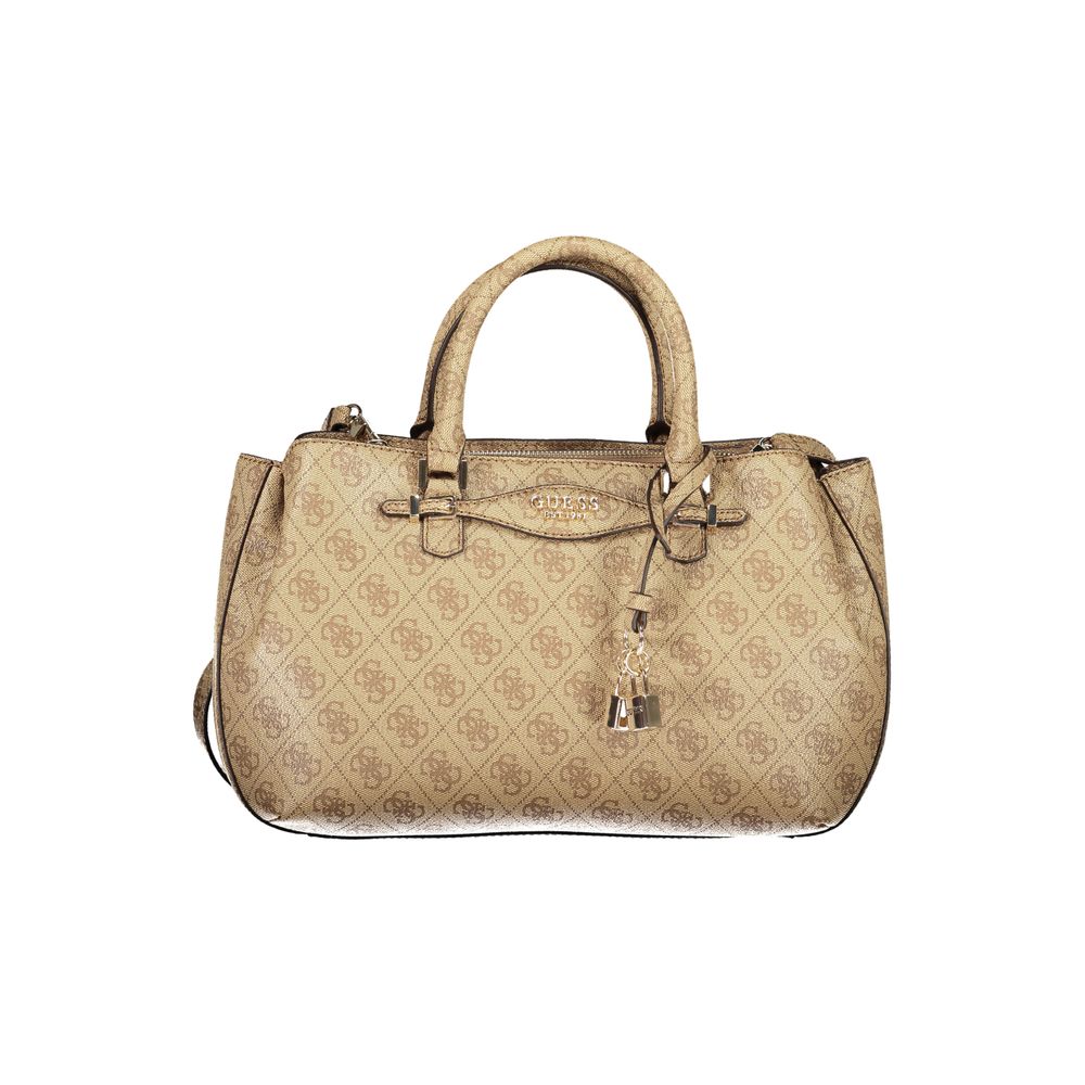 Sac à main Guess Jeans beige en polyuréthane pour femmes, avec poignée et design élégant visible sur l'image.