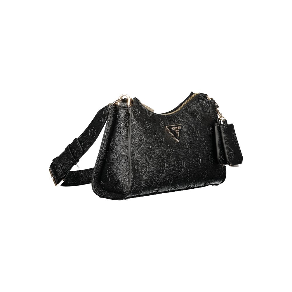 Sac à main noir en polyuréthane de Guess Jeans pour femmes, élégant et moderne, avec détails en cuir synthétique.