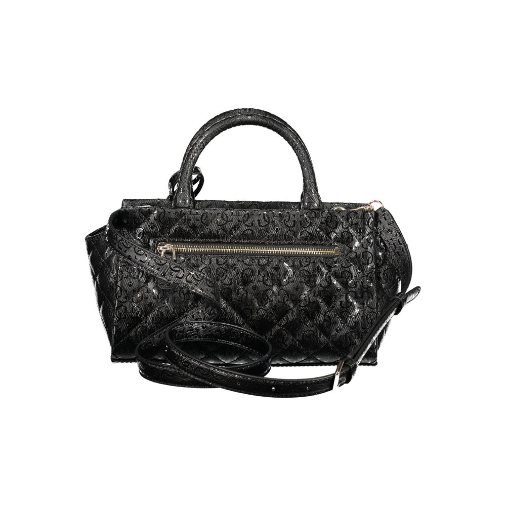 Sac à main Guess Jeans en polyuréthane noir pour femmes, avec détails élégants et poignées en cuir synthétique.