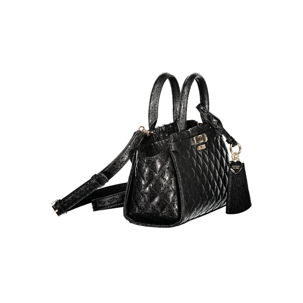 Sac à main en polyuréthane noir Guess Jeans pour femmes, style élégant avec détails modernes et poignées confortables.