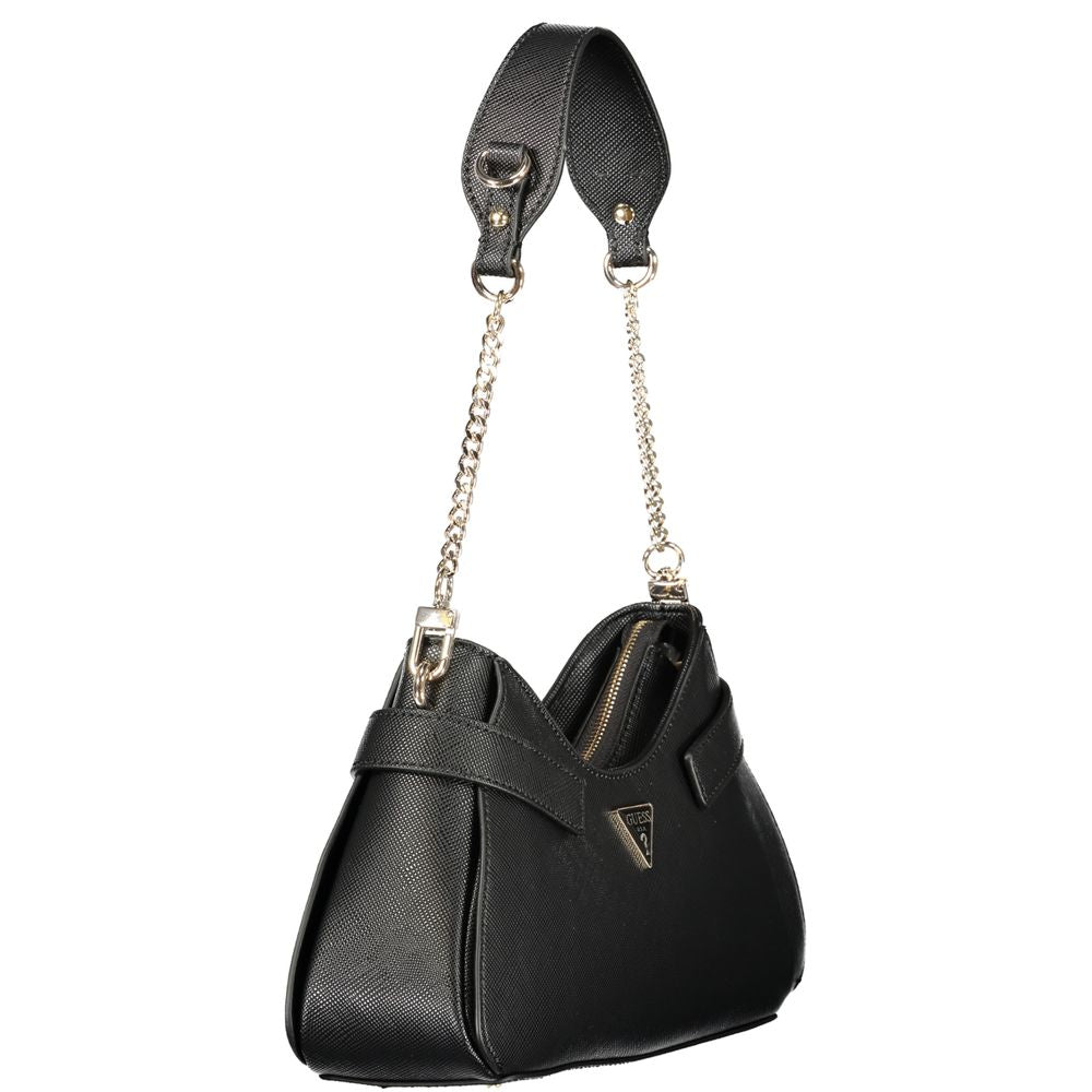 Sac à main Guess Jeans en polyuréthane noir pour femmes, élégant et moderne, avec détails tendance.