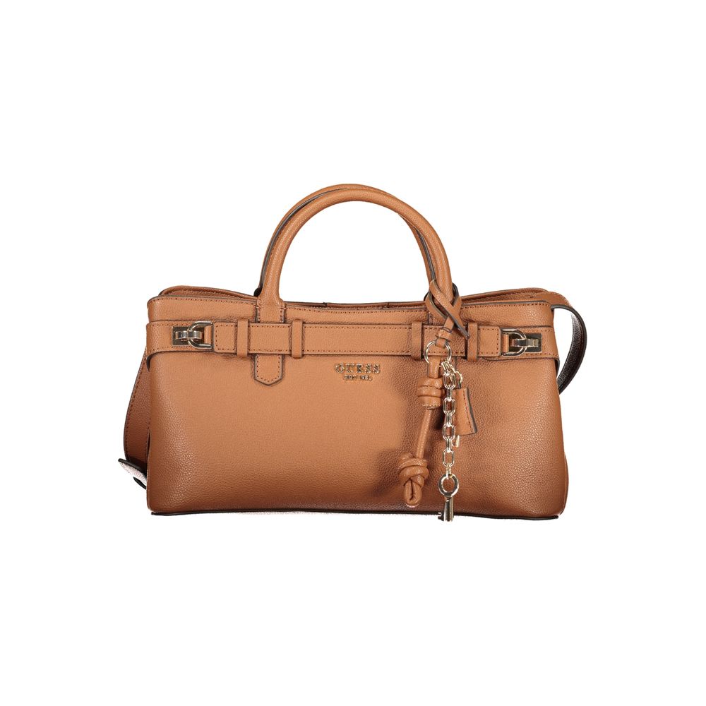 Sac à main Guess Jeans marron en polyuréthane pour femmes, sac à bandoulière élégant avec finition soignée.