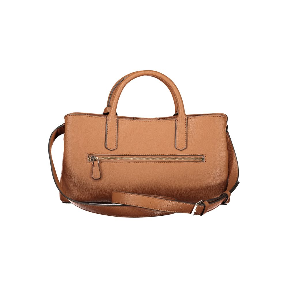 Sac à main Guess Jeans marron en polyuréthane pour femmes, élégant et tendance, avec détails modernes.