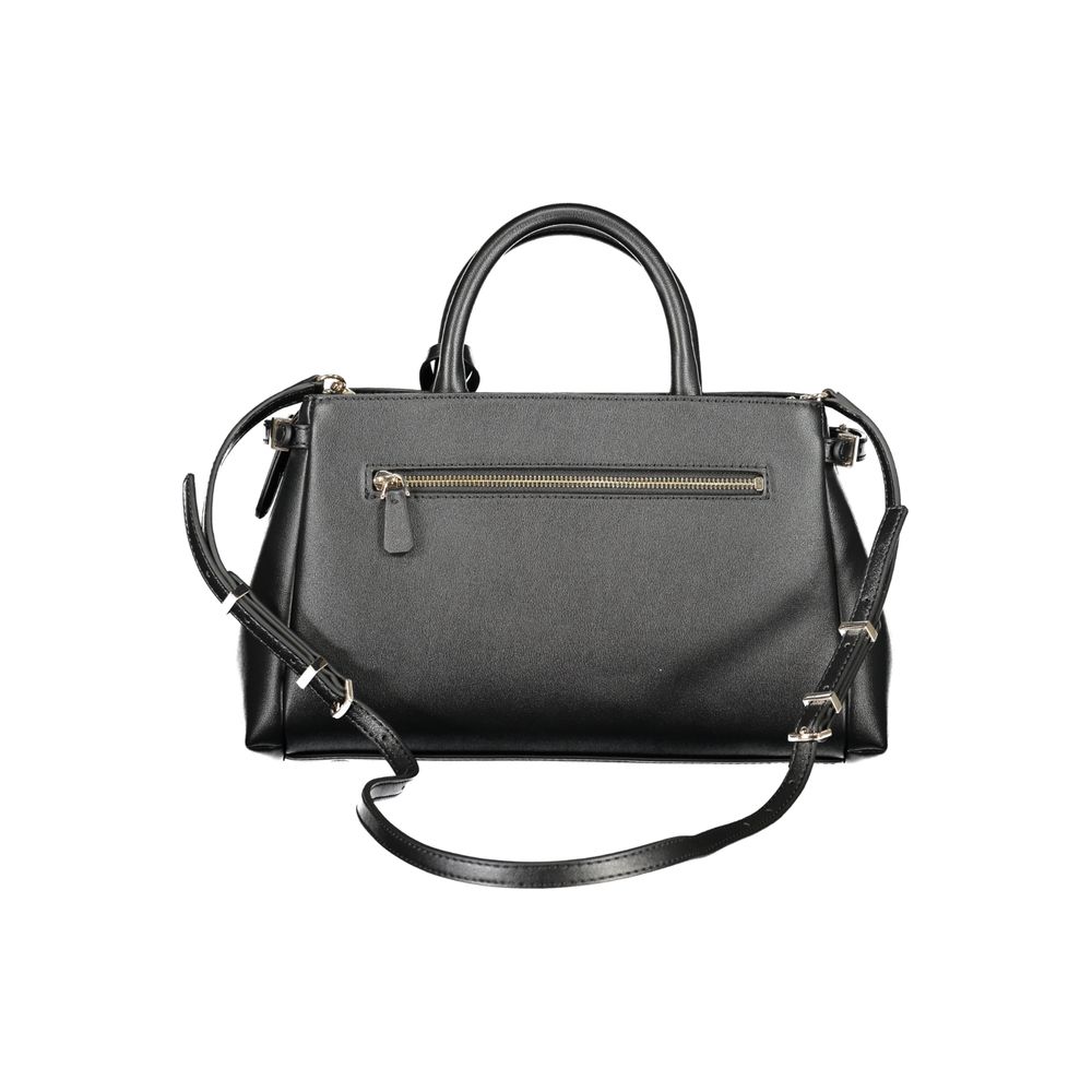 Sac à main noir en polyuréthane pour femmes de Guess Jeans, avec design élégant et détails modernes.