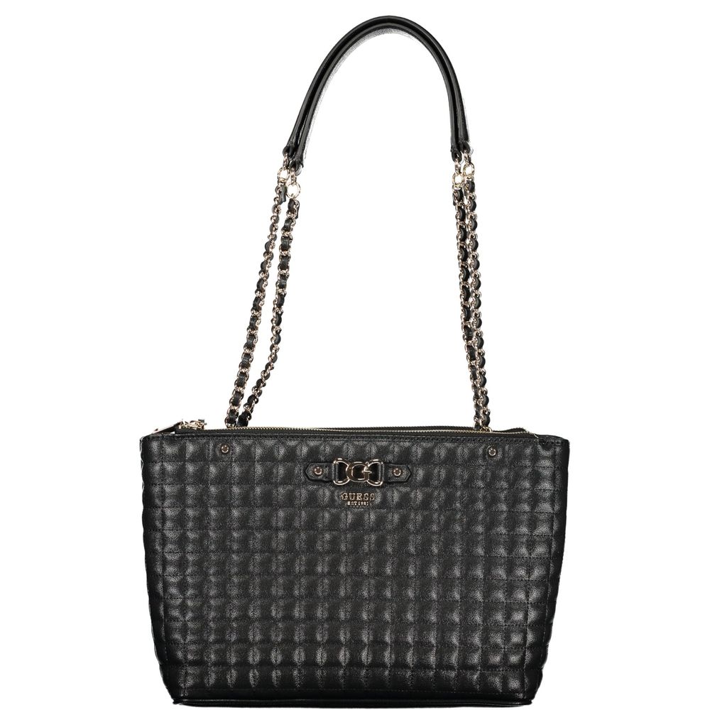 Sac à main noir Guess Jeans en polyuréthane pour femmes, style élégant et tendance, avec détails modernes.