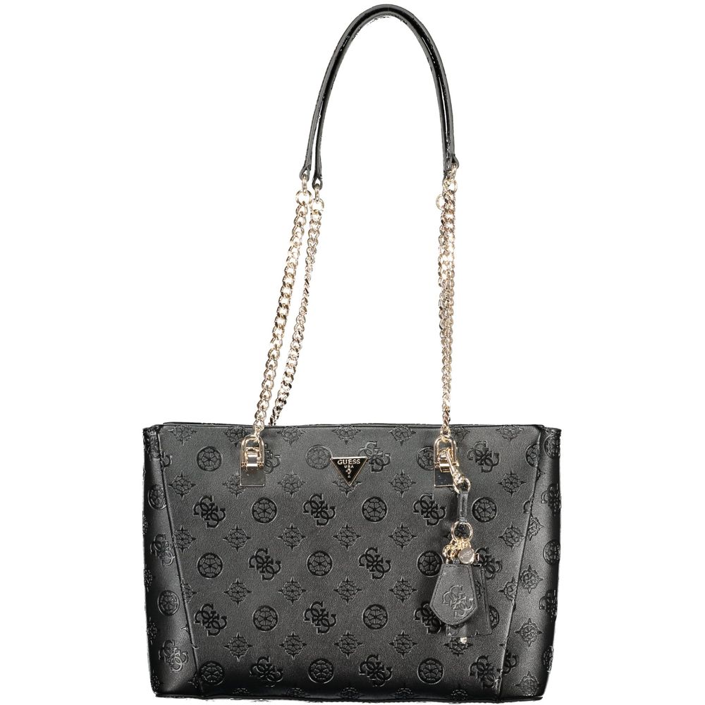 Sac à main Guess Jeans en noir en polyuréthane pour femmes, avec design élégant et détails modernes.