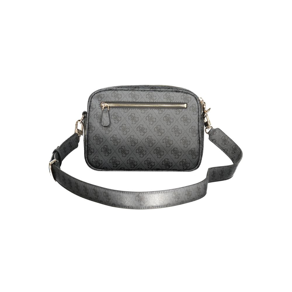 Sac à main noir en polyuréthane Guess Jeans pour femmes, avec design élégant et détails tendance.
