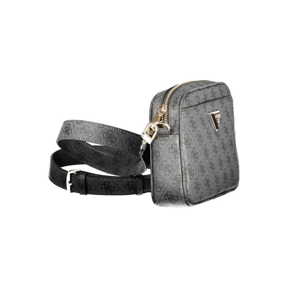 Sac à main noir en polyuréthane de Guess Jeans pour femmes, avec design élégant et détails modernes.