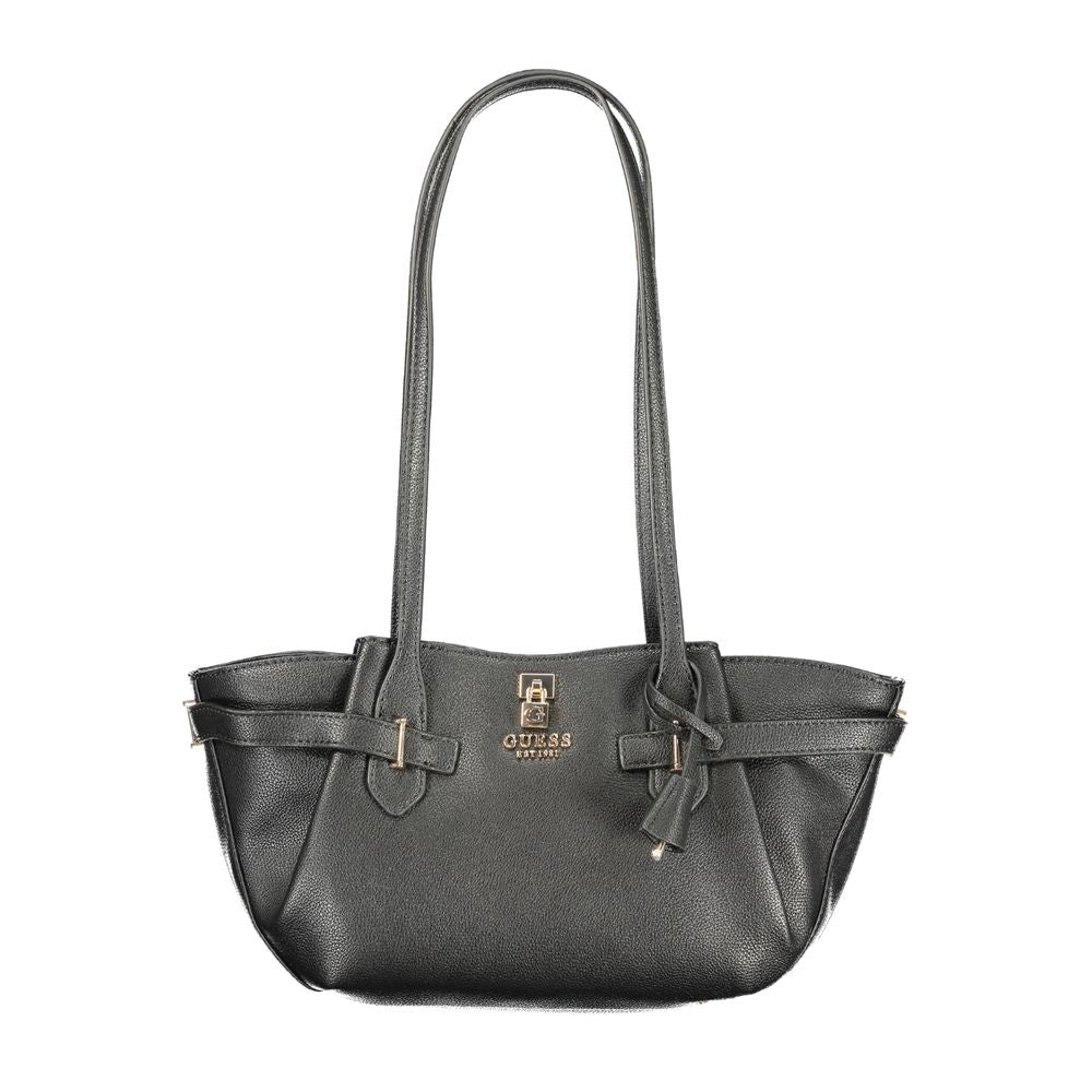 Sac à main Guess Jeans noir en polyuréthane pour femmes, élégant et moderne, avec détails tendance visible sur l'image.