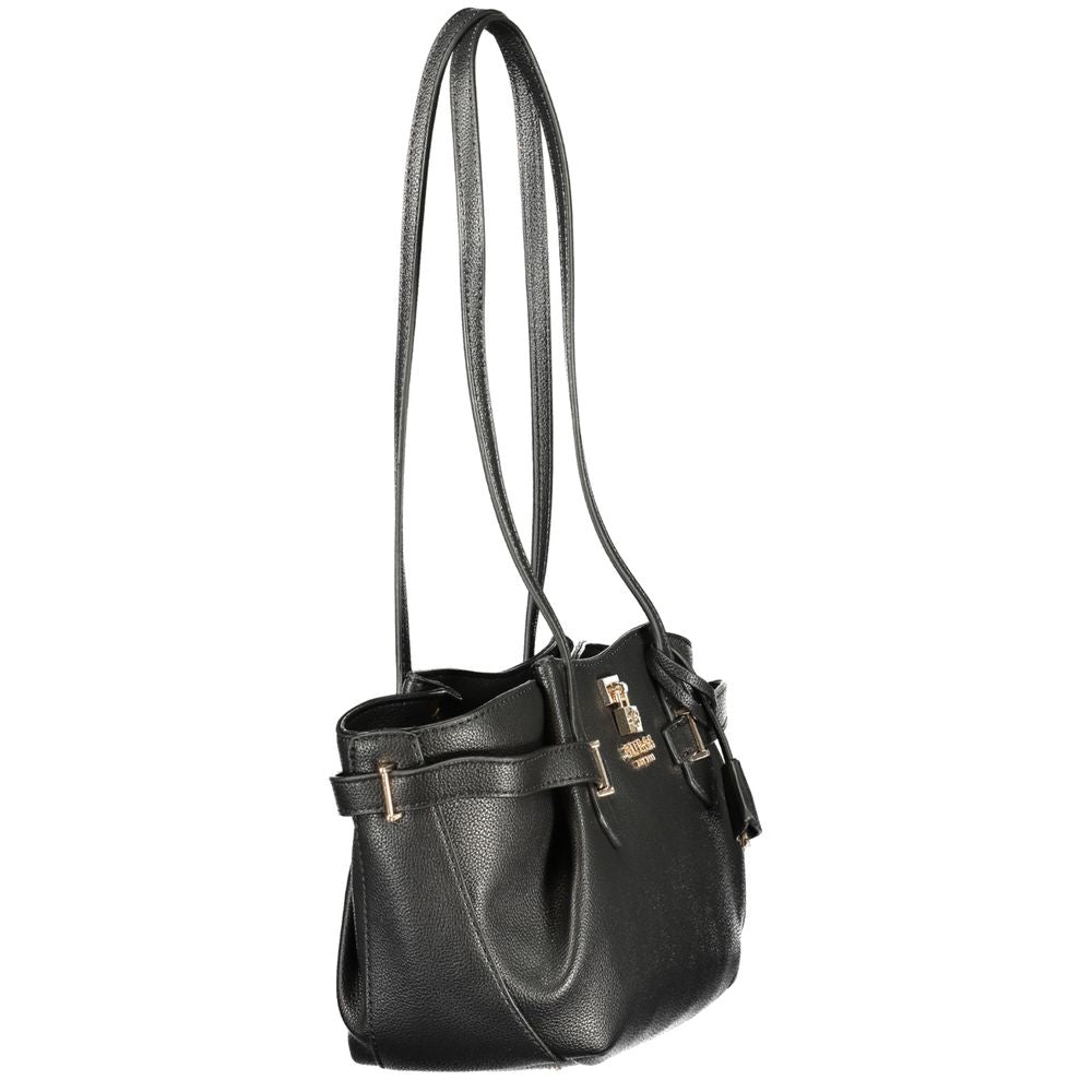 Sac à main noir en polyuréthane Guess Jeans pour femmes, sac à main élégant avec design tendance et détails modernes.