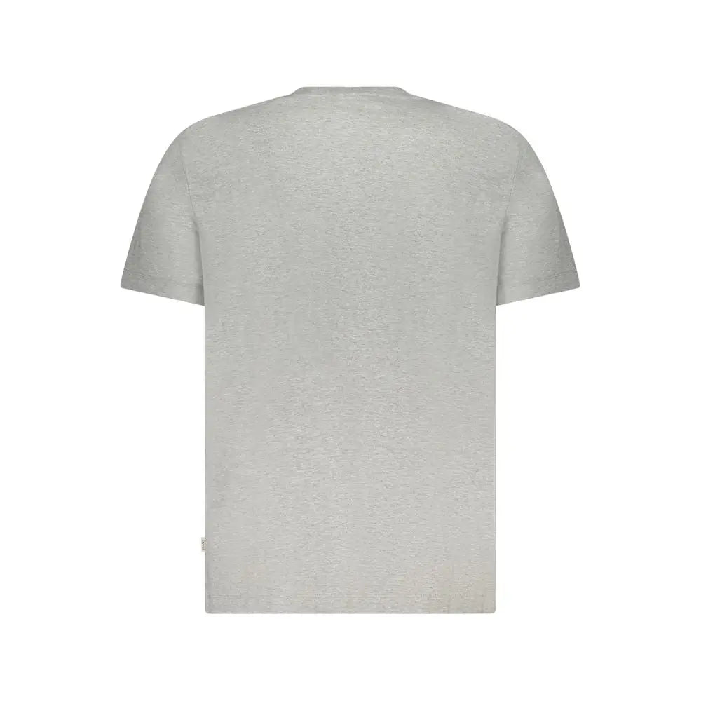 T-shirt homme guess jeans gris en coton heather avec manches courtes et col rond simple