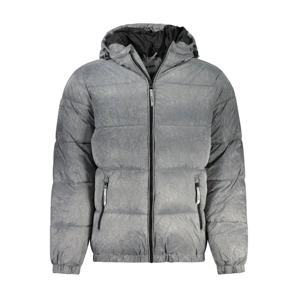 Veste polyamide guess jeans grise avec motif texturé subtil et doublure intérieure noire