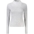 Pull gris heather gris guess jeans en acrylique pour femme à col roulé côtelé et silhouette ajustée