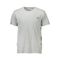 T-shirt guess jeans gris heather pour homme en coton avec logo discret sur la poitrine et étiquette au col