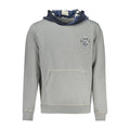 Sweatshirt gris heathered en coton guess jeans pour homme avec capuche doublée en jean et logo brodé poitrine