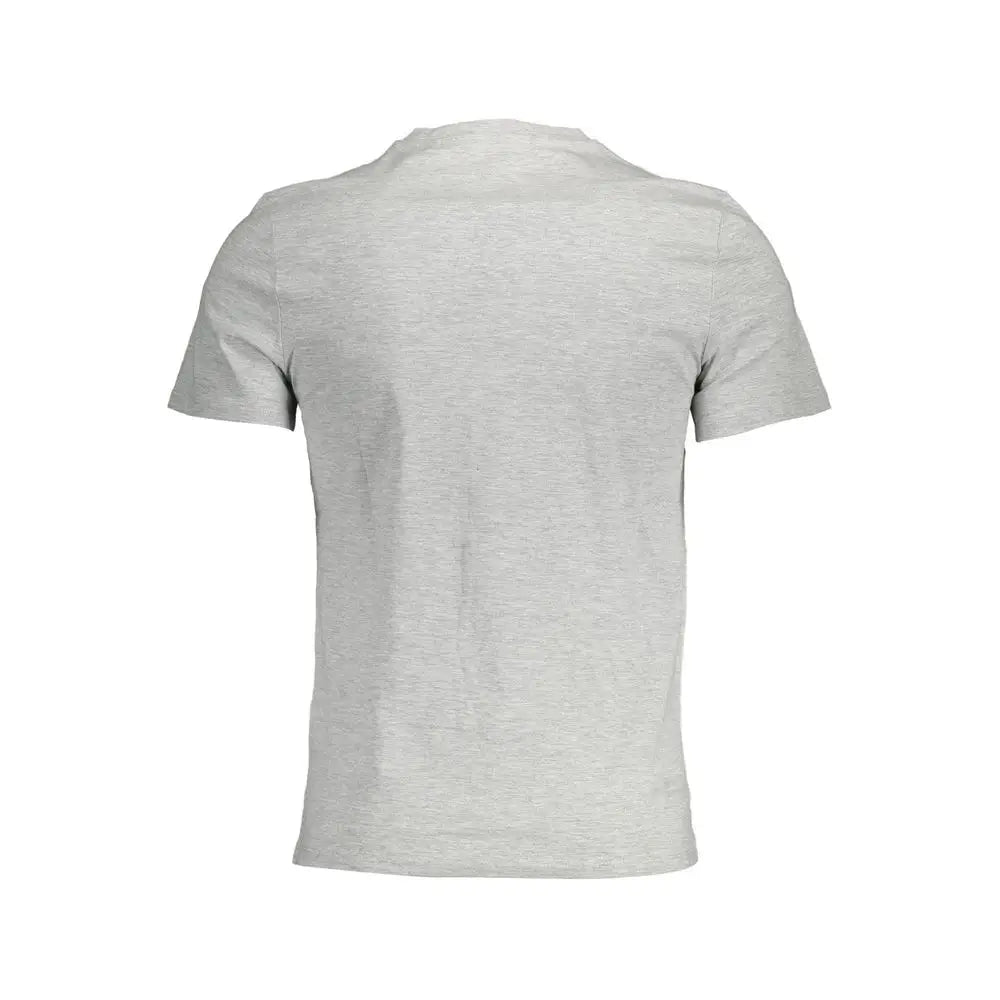 T-shirt homme guess jeans grigio en coton gris chiné avec manches courtes et col rond classique