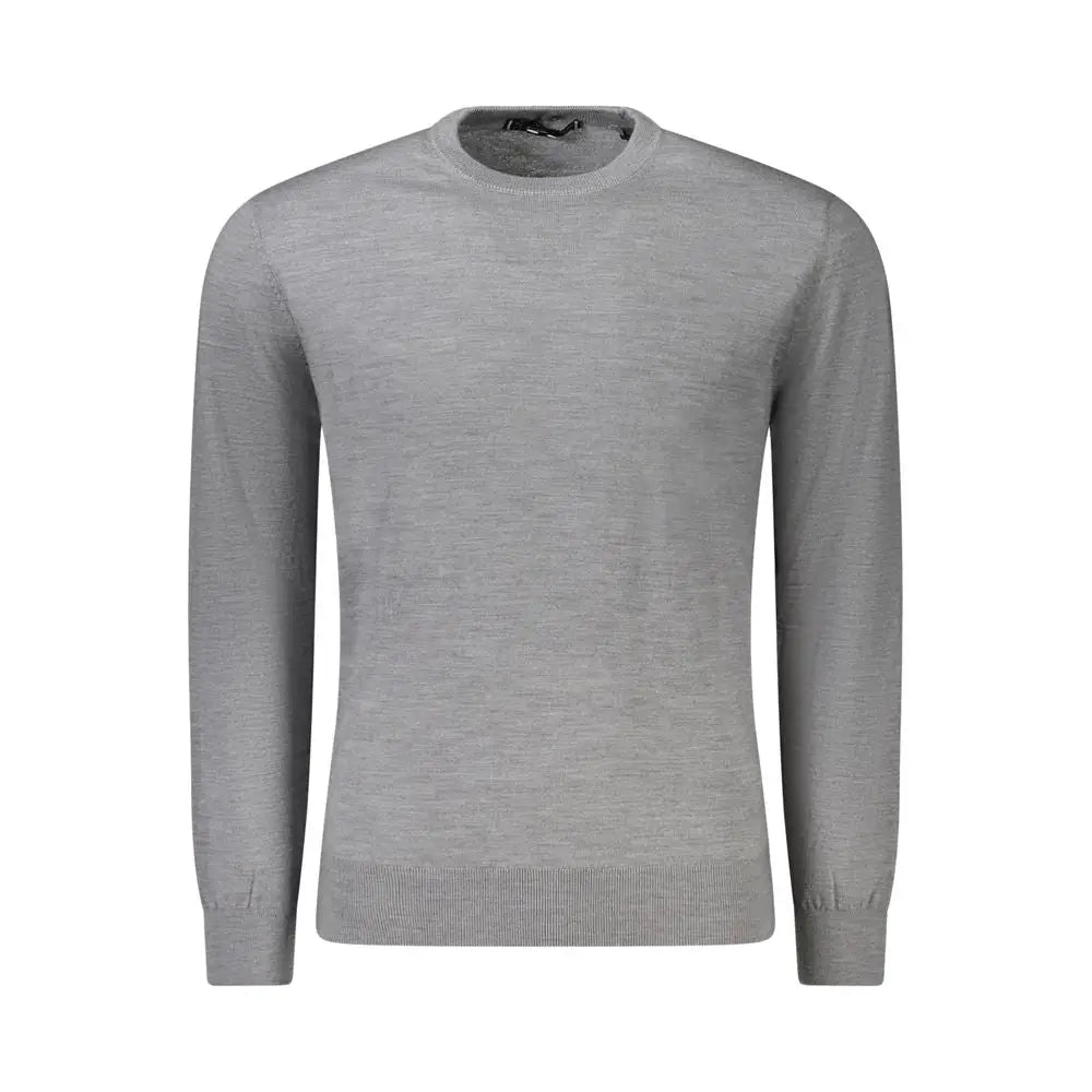 Sweat-shirt guess jeans grigio lana pour homme gris chiné à col rond en maille fine avec poignets côtelés