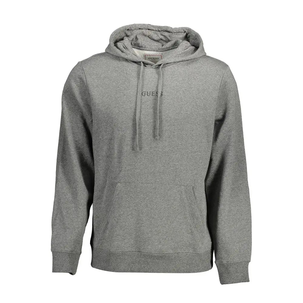 Sweatshirt guess jeans grigio en coton biologique gris chiné avec poche avant et capuche à cordon pour homme