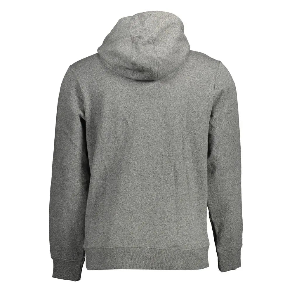 Sweatshirt homme guess jeans grigio en coton biologique gris chiné avec capuche et finitions côtelées