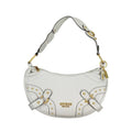 Sac bandoulière pour femme guess jeans grigio en polyuréthane blanc avec ferrures dorées et brides décoratives
