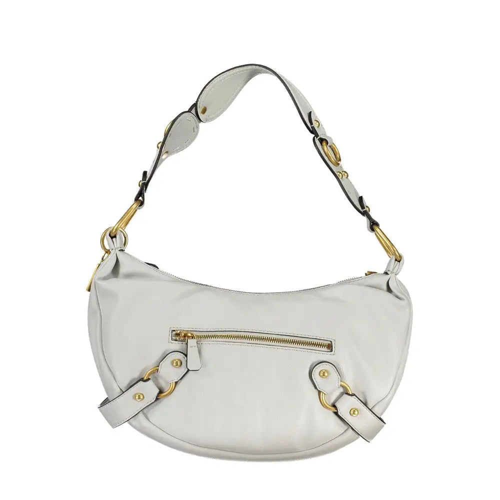 Sac à bandoulière pour femme guess jeans en polyuréthane gris clair avec silhouette incurvée et détails dorés