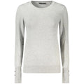 Sweat-shirt femme guess jeans grigio en viscose gris chiné avec manches longues et boutons subtils aux poignets