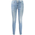Jeans en coton bleu clair guess avec coupe slim et léger délavage, étiquette de marque visible à la taille