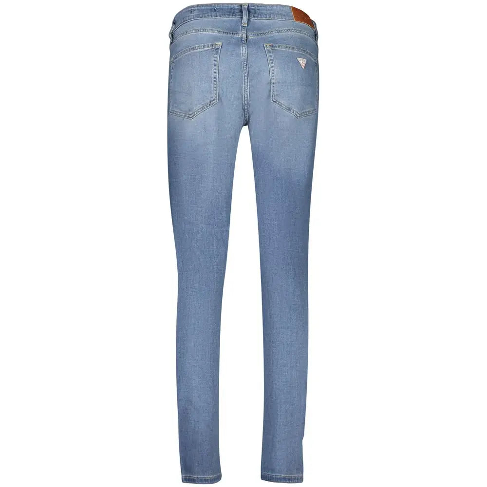 Jeans homme guess bleu clair slim en lyocell en denim clair avec logo guess sur la poche arrière vue de dos