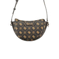 Sac à épaule guess jeans marrone en polyuréthane noir avec motif logo doré et ferrures métalliques