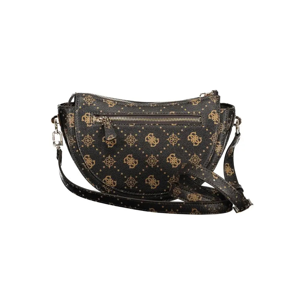 Sac bandoulière Guess Marrone en polyuréthane noir avec logo doré texturé pour femme