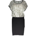 Robe femme guess jeans multicolore en viscose avec top transparent à imprimé léopard et jupe crayon noire côtelée