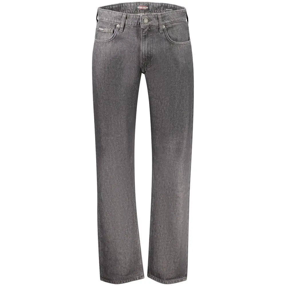 Jeans guess nero en coton pour homme en denim gris foncé coupe droite avec design classique cinq poches