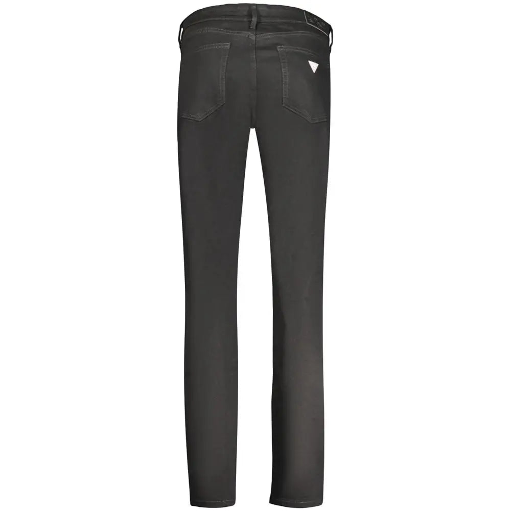 Jeans femmes guess nero en coton gris foncé slim fit vue de dos avec logo sur la poche arrière