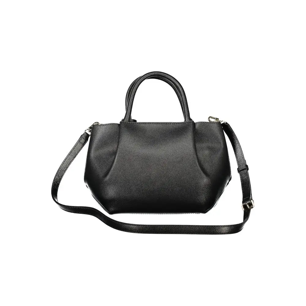 Sac à main pour femme guess jeans nero en cuir noir texturé avec anses et bandoulière amovible en poliuréthane