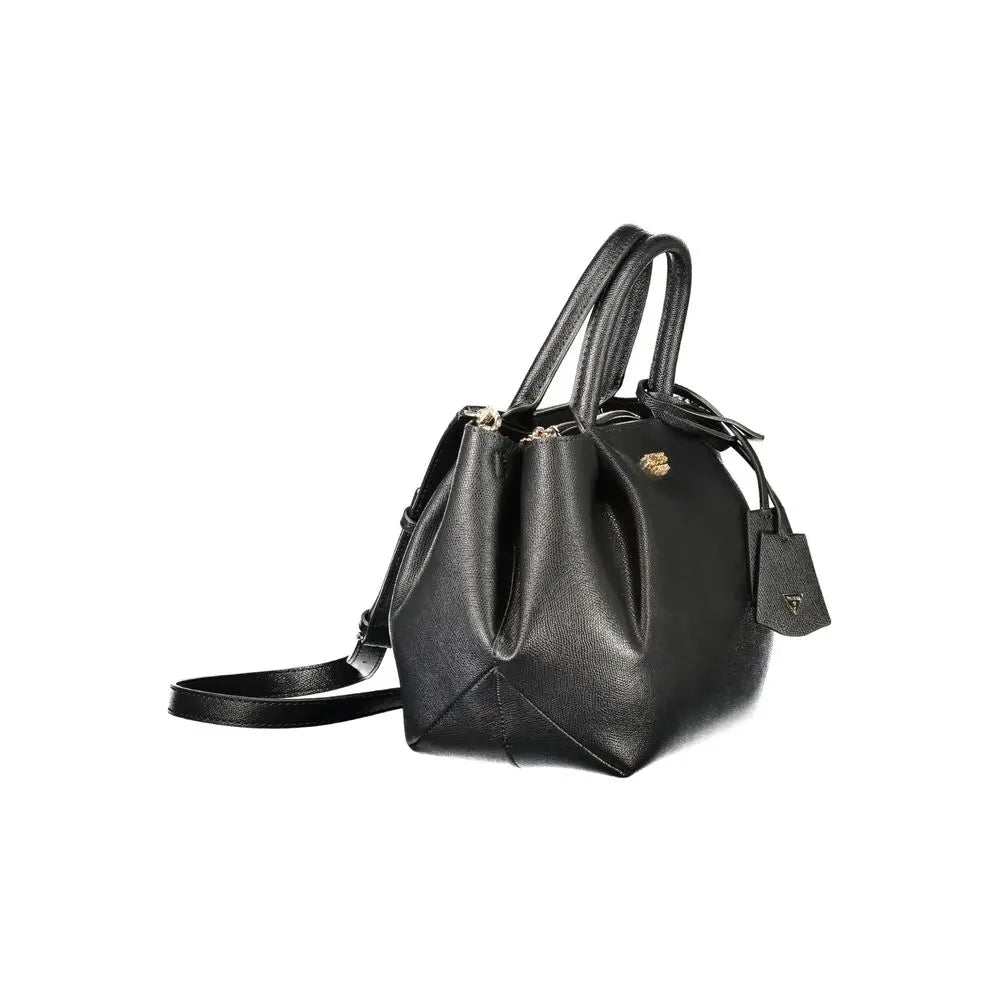 Sac à main guess jeans nero poliuretano pour femme en cuir noir avec silhouette structurée légèrement souple et détails dorés