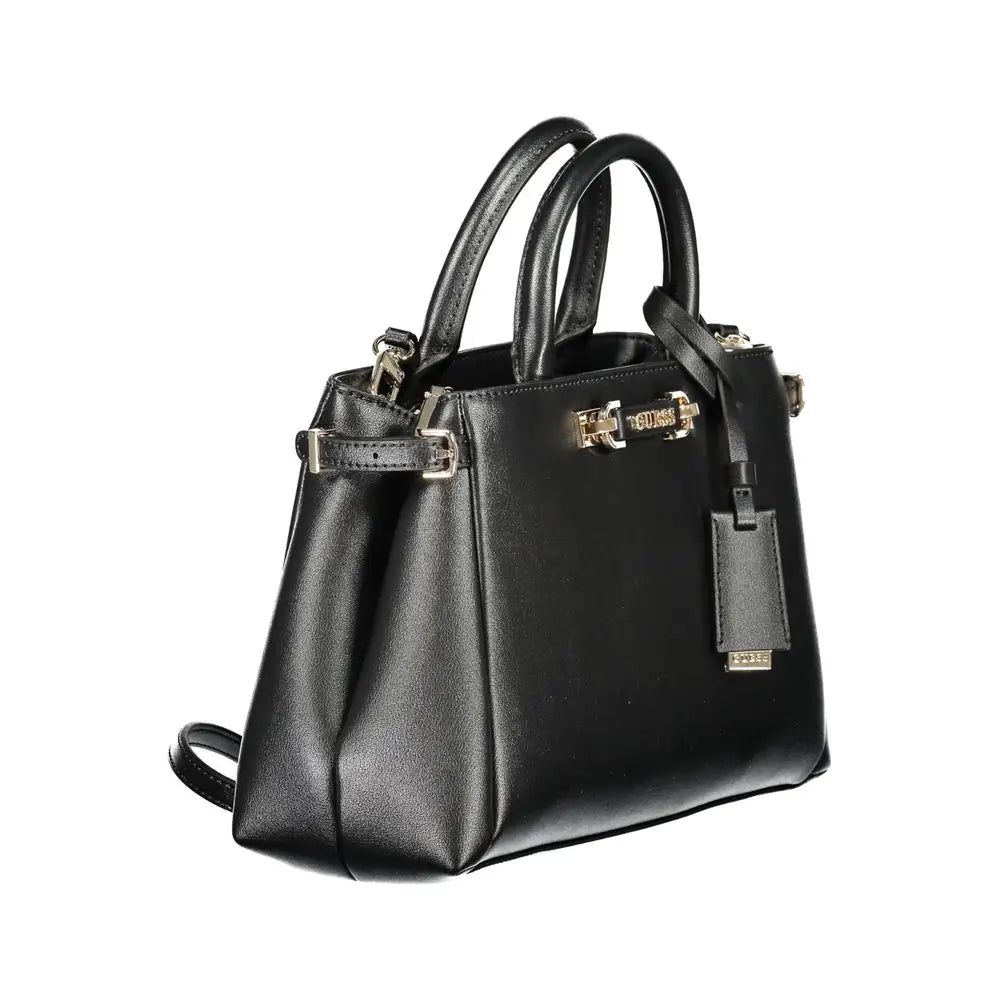 Sac à main guess jeans nero poliuretano femme noir avec design structuré et détail métal doré