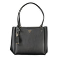 Sac à main guess jeans nero poliuretano pour femme noir avec poignées en cuir lisse et logo triangulaire