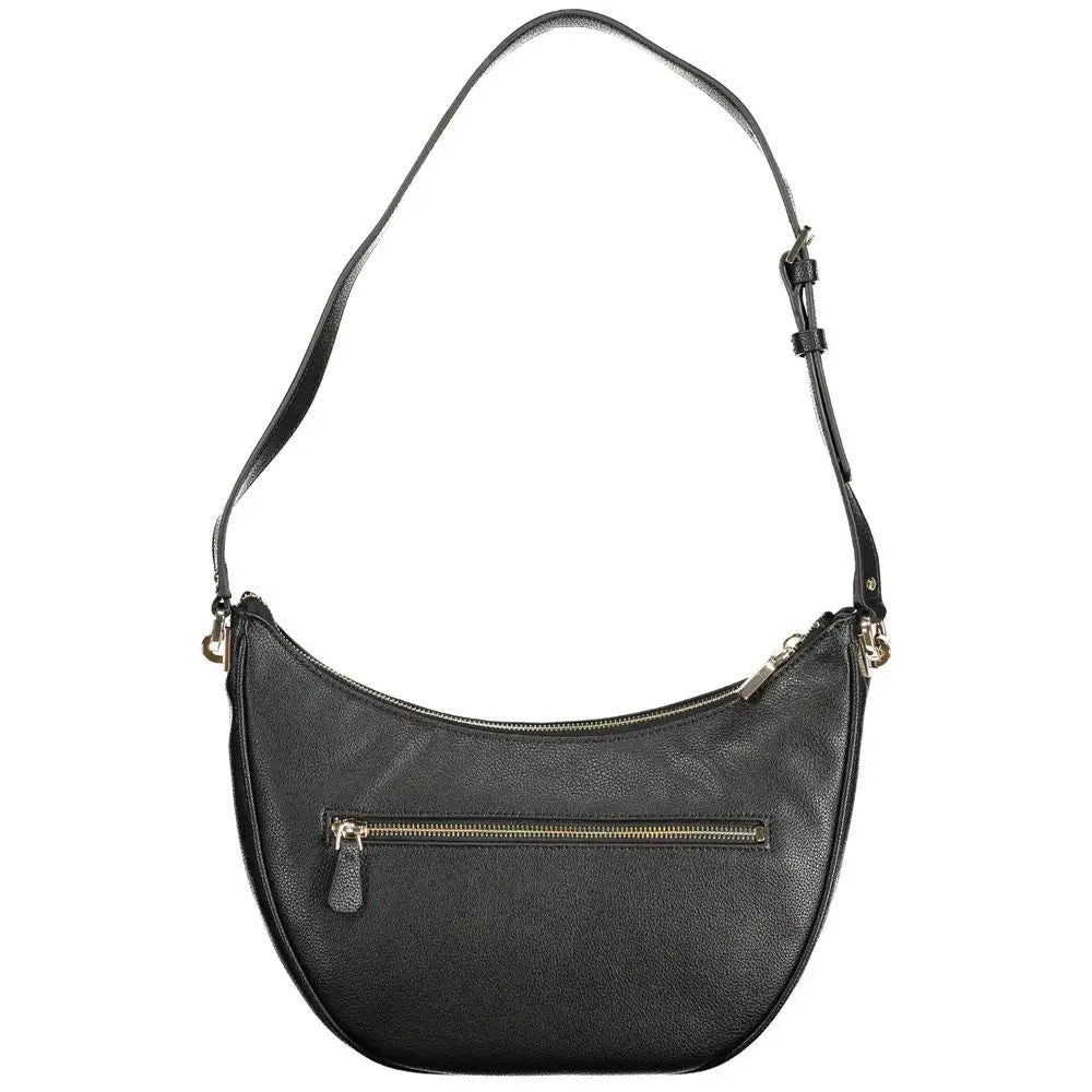 Sac bandoulière guess jeans nero poliuretano noir en cuir texturé avec fermetures éclair et détails dorés