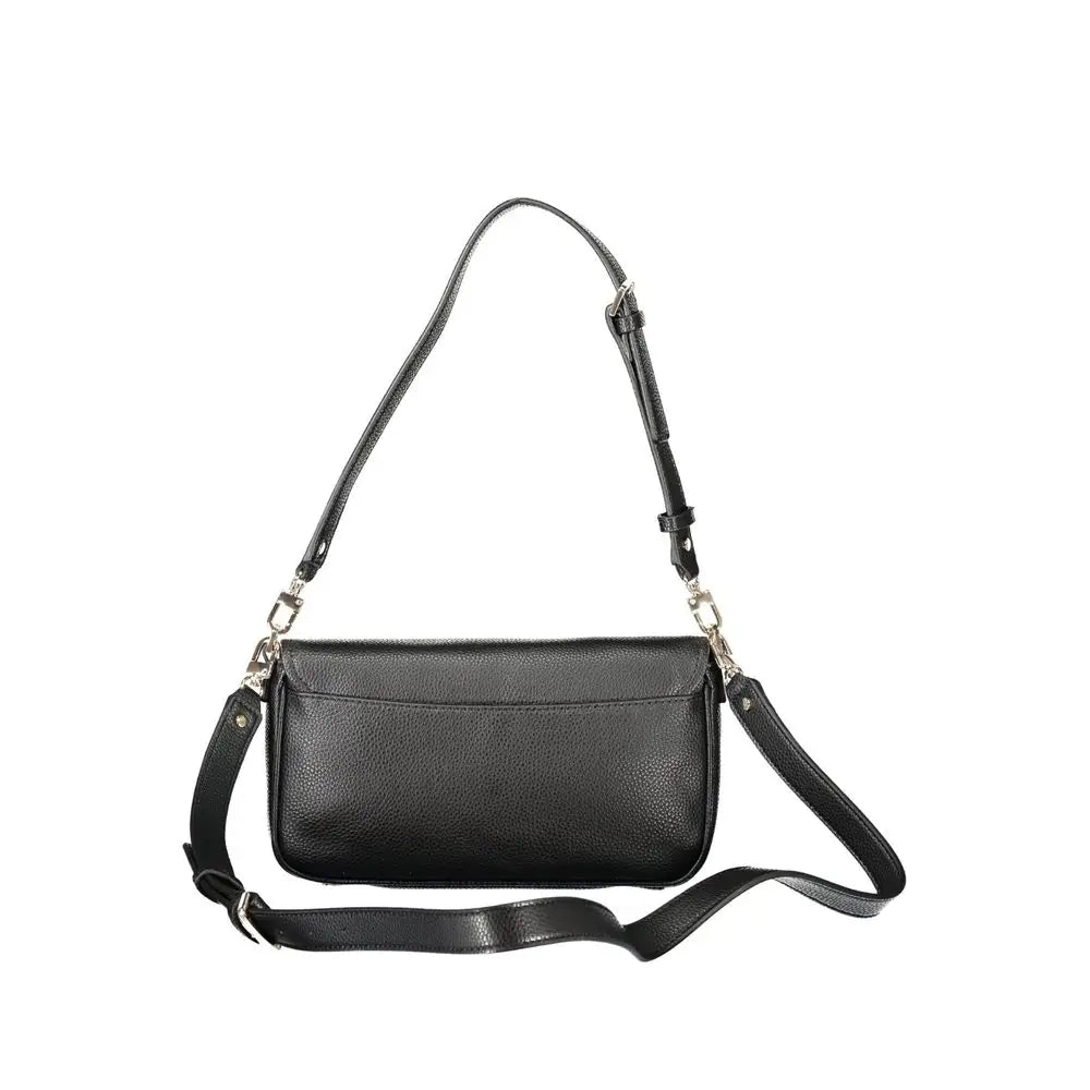 Guess jeans nero poliuretano sac bandoulière en cuir noir grainé avec sangle réglable et détails argentés